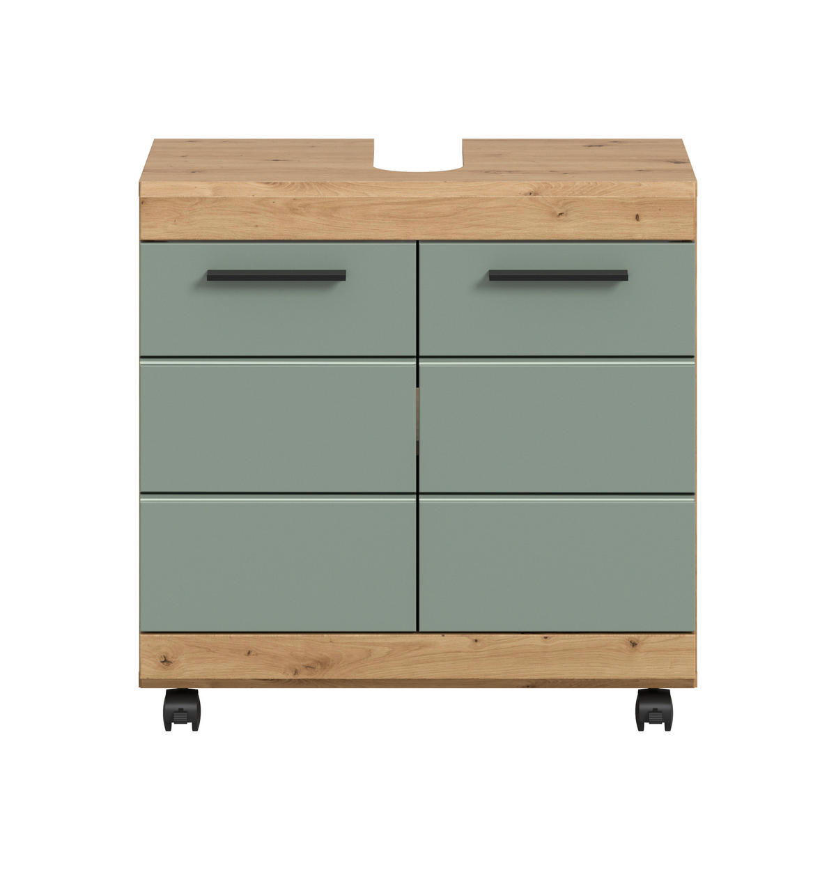 WASCHBECKENUNTERSCHRANK 60/60/34 cm  - Salbeigrün/Schwarz, Trend, Holzwerkstoff/Kunststoff (60/60/34cm) - MID.YOU