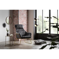 SESSEL in Samt, Velours Grau  - Messingfarben/Grau, MODERN, Textil/Metall (73/102/80cm) - Livetastic