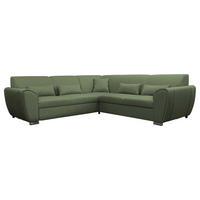 ECKSOFA 266/266 cm  in Flachgewebe Grün Zierkissen, Nierenkissen, Bettkasten, Schlaffunktion  266/266 cm  - Silberfarben/Grün, Design, Kunststoff/Textil (266/266cm) - Livetastic