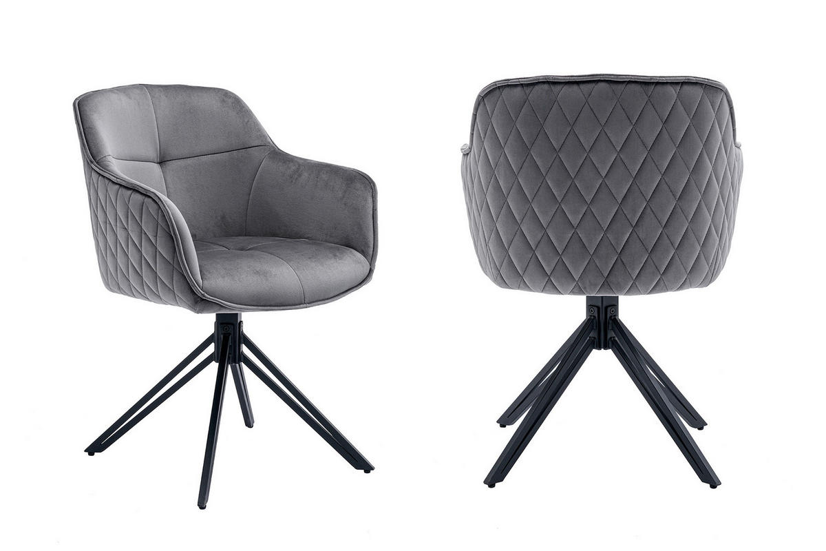 DREHSTUHL  in Samt Grau  - Schwarz/Grau, MODERN, Textil/Metall (59/83/60cm) - Livetastic