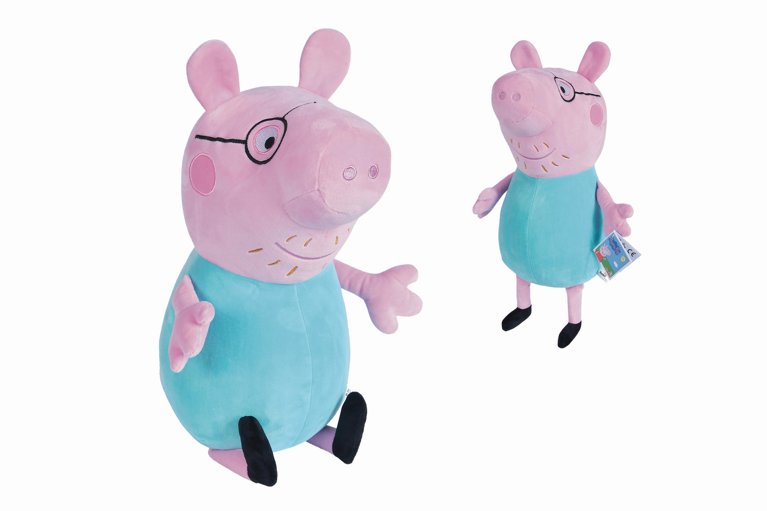 PLÜSCHTIER Peppa Pig Papa Wutz 23/23/37 cm  - Blau/Pink, Basics, Kunststoff/Textil (23/23/37cm) - Simba