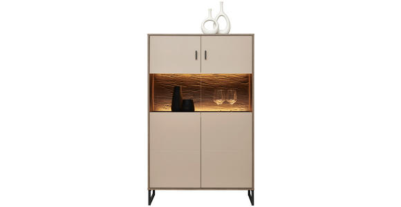 HIGHBOARD Eichefarben, Hellgrau Einlegeböden  - Eichefarben/Anthrazit, MODERN, Glas/Holzwerkstoff (94/152/37cm) - Carryhome