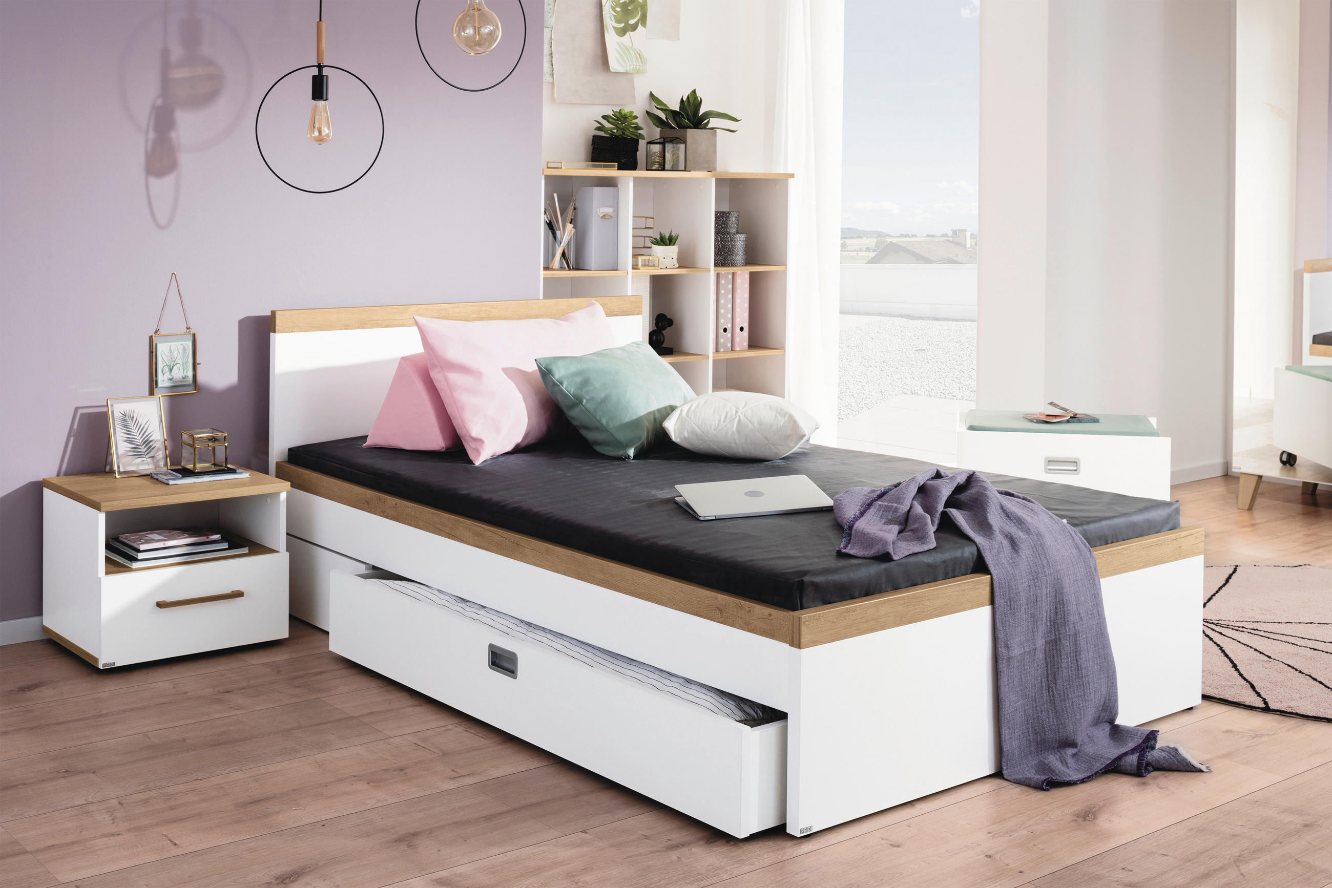 BETT Oscar 120/200 cm Weiß, Eichefarben  - Eichefarben/Weiß, KONVENTIONELL (120/200cm) - Paidi