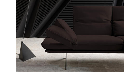 ECKSOFA in Echtleder Dunkelbraun 210/130 cm - Dunkelbraun/Schwarz, Design, Leder/Metall (210/130cm) - Dieter Knoll