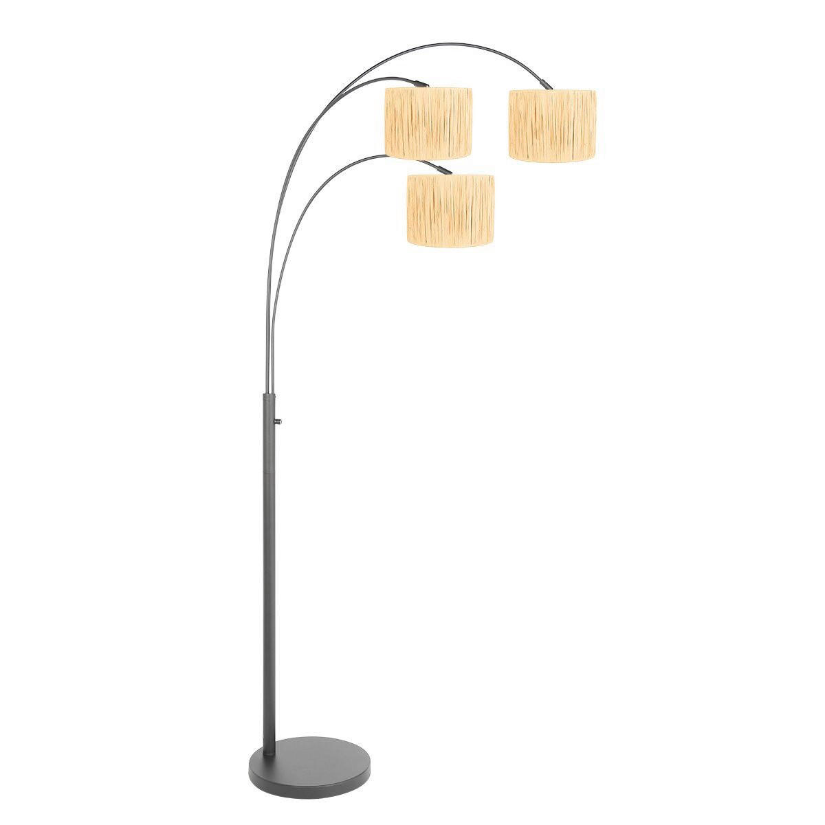 STEHLEUCHTE SPARKLED LIGHT 30/180/75 cm  - Schwarz/Naturfarben, Trend, Naturmaterialien/Metall (30/180/75cm)