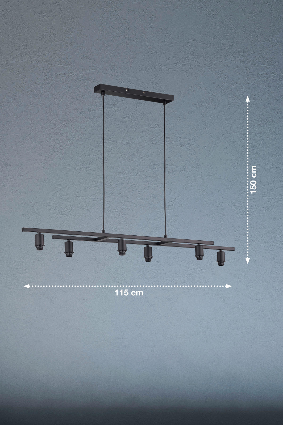 HÄNGELEUCHTE    - Schwarz, Basics, Metall (15,5/115cm) - Fischer & Honsel