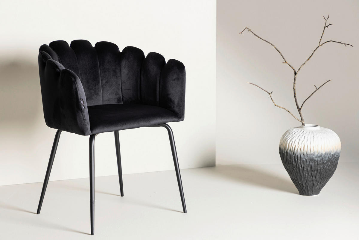 STOL stål sammet  - svart, Design, metall/textil (61/76.56/54cm) - Livetastic