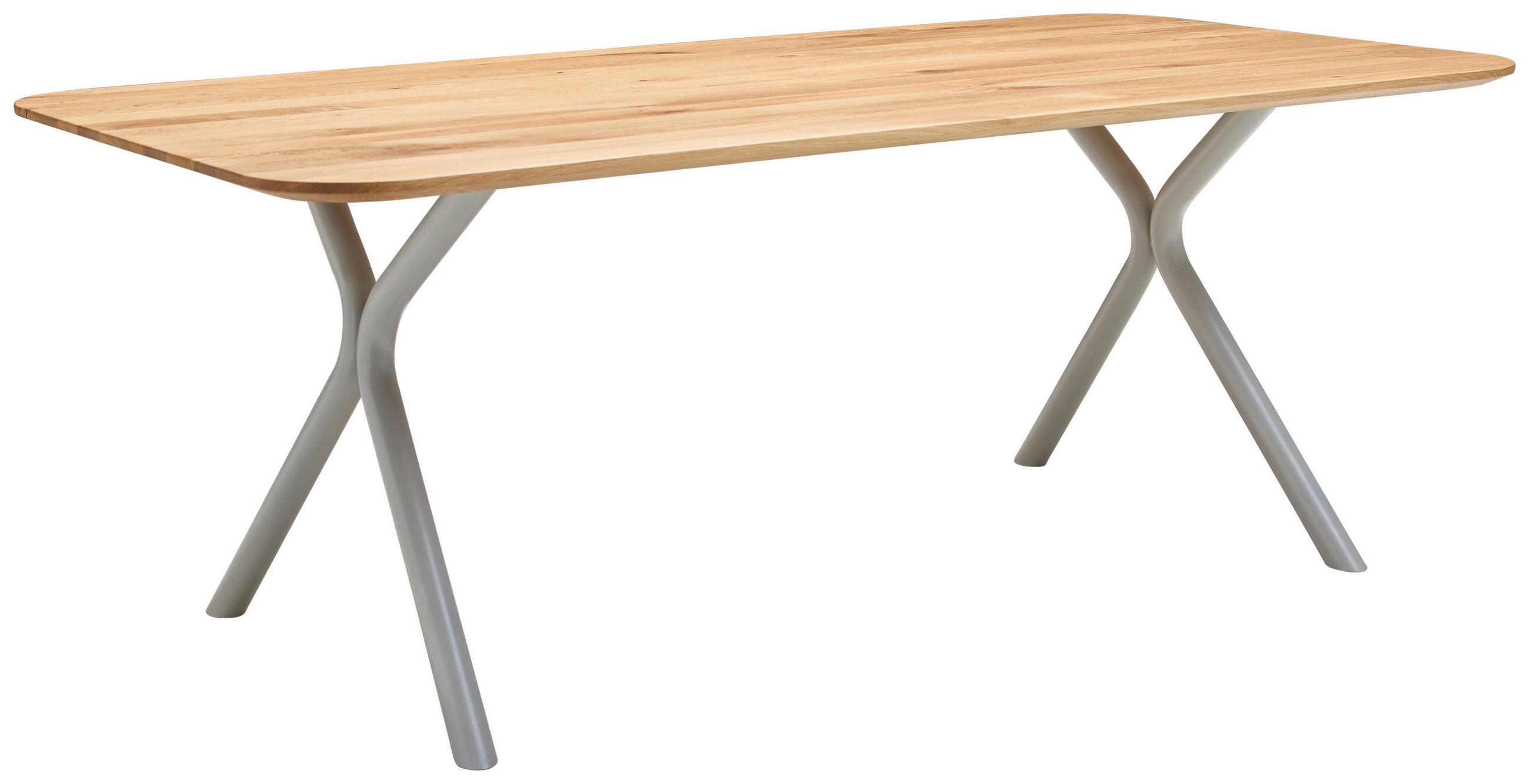 ESSTISCH Eiche massiv Eichefarben  - Eichefarben/Grau, Design, Holz/Metall (200/100/76cm) - Valdera
