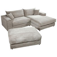 ECKSOFA FUNNY S Grau Cord, Velours Zierkissen, Rückenkissen, Hocker  - Schwarz/Grau, Basics, Kunststoff/Textil (265/180cm) - Livetastic