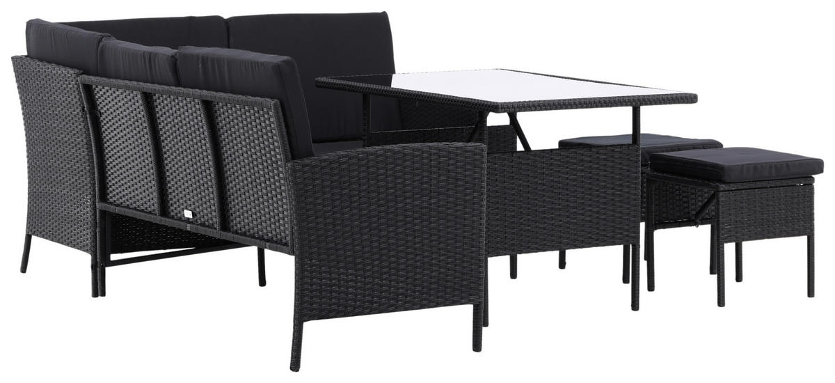 DINING-LOUNGESET  - Schwarz, KONVENTIONELL, Kunststoff - Gardenson
