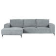 ECKSOFA  in Cord Hellgrau  170/285 cm  - Hellgrau/Schwarz, KONVENTIONELL, Textil/Metall (170/285cm) - Carryhome
