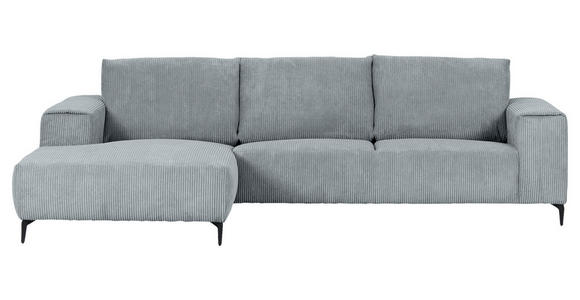 ECKSOFA  in Cord Hellgrau  170/285 cm  - Hellgrau/Schwarz, KONVENTIONELL, Textil/Metall (170/285cm) - Carryhome