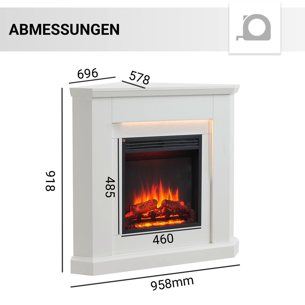 ELEKTROKAMIN - Weiß, Basics, Holzwerkstoff/Metall (92/92/58cm)