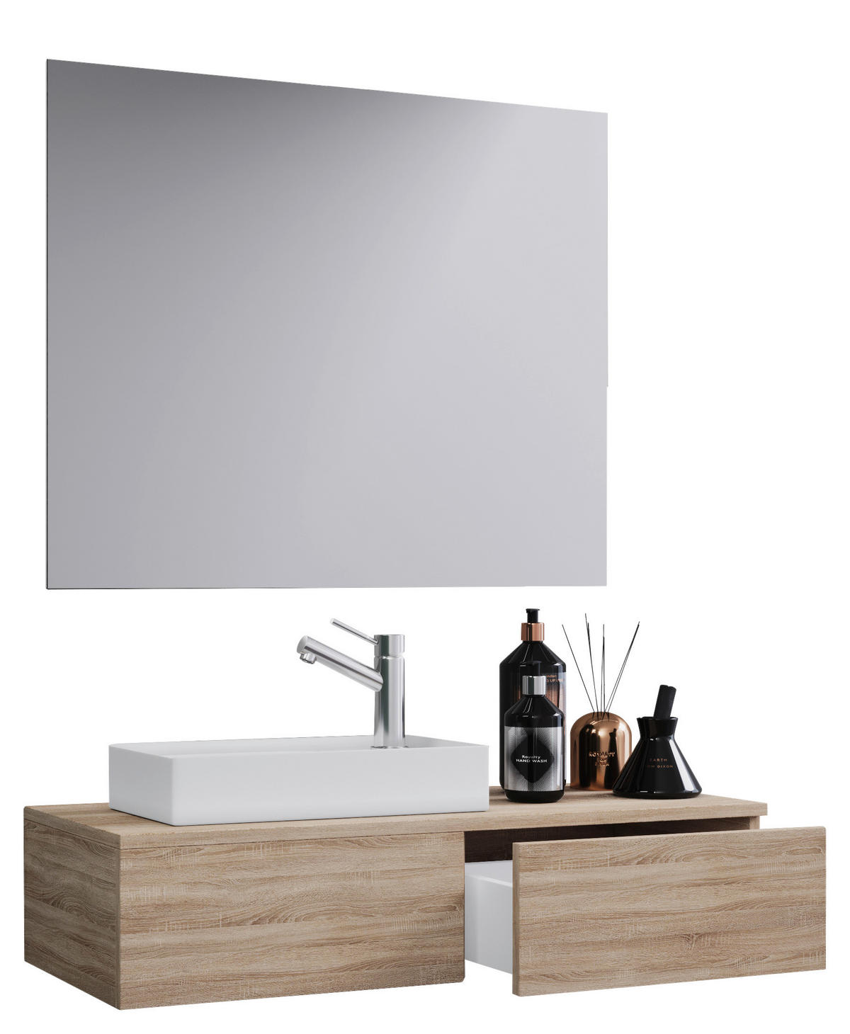 BADEZIMMER  in 85 cm  - Weiß/Sonoma Eiche, MODERN, Keramik/Holzwerkstoff (85cm) - MID.YOU
