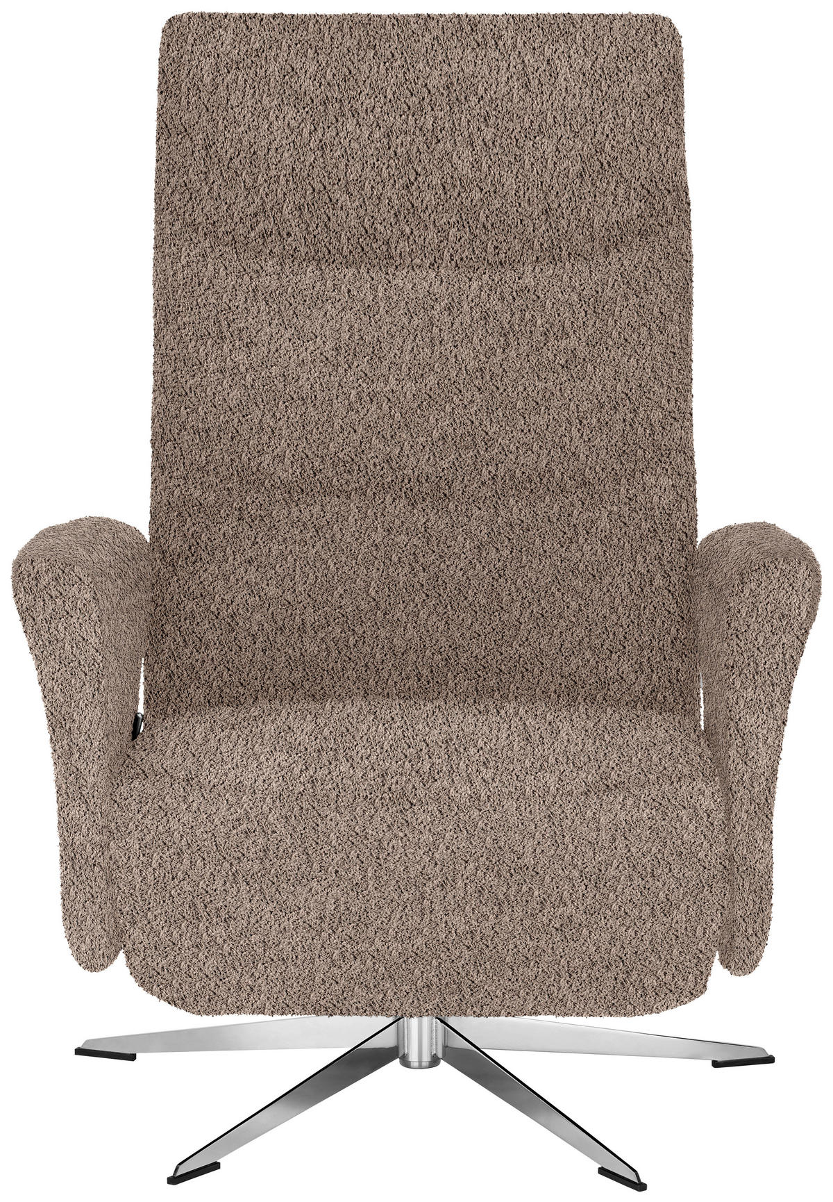 RELAXSESSEL Teddystoff Relaxfunktion, Fußteilverstellung    - Chromfarben/Hellbraun, Design, Textil/Metall (75/106/89cm) - Welnova