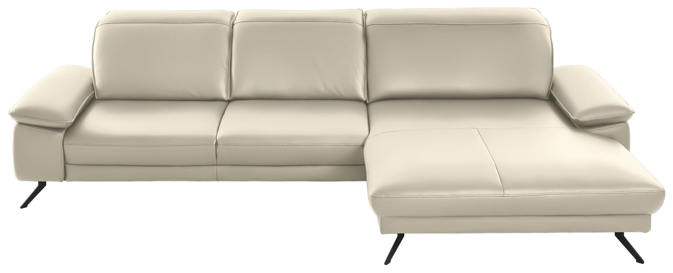 ECKSOFA in Echtleder Naturfarben  328/193 cm  - Schwarz/Naturfarben, Design, Leder/Metall (328/193cm) - Dieter Knoll