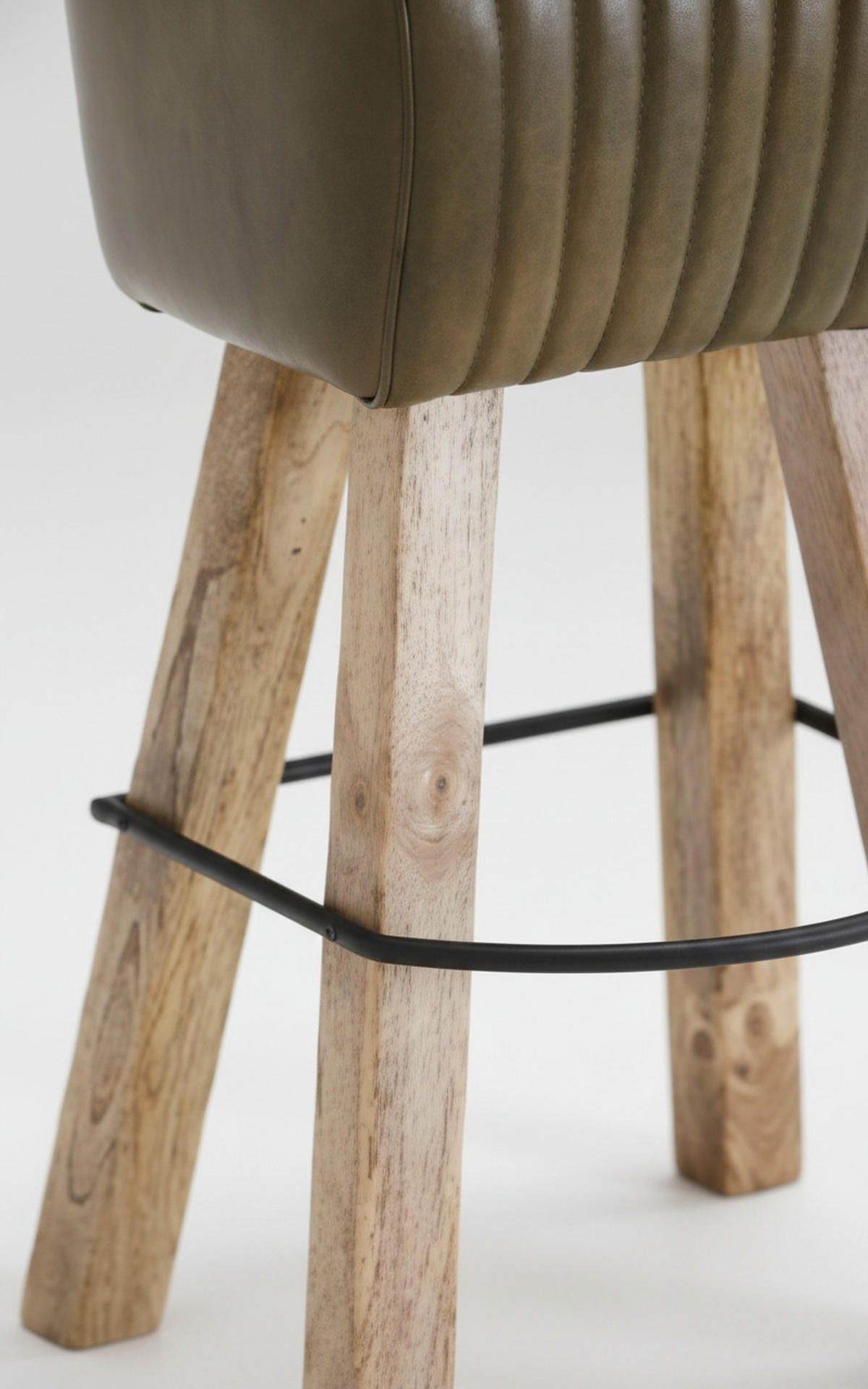 BARHOCKER Echtleder Grün Mangoholz Hartholz Typenauswahl  - Naturfarben/Grün, LIFESTYLE, Leder/Holz (43/74/37cm) - Landscape