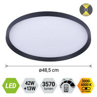 LED MENNYEZETI LÁMPA - fekete, Basics, műanyag/fém (6.5/48.5cm)