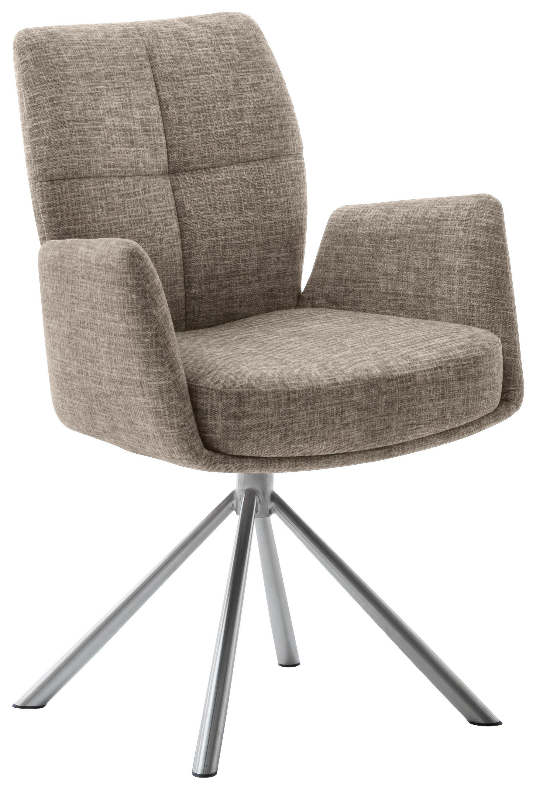 NASLANJAČ, kovina, tekstil barve nerjavečega jekla, barve kapučina  - barve nerjavečega jekla/barve kapučina, Design, kovina/tekstil (60/87/61cm) - Novel
