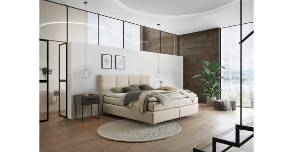 BOXSPRINGBETT 160/200 cm,  in Creme, Topper, Matratzen, H2 + H2 = mittel  - Creme/Schwarz, Design, Kunststoff/Textil (160/200cm) - Dieter Knoll