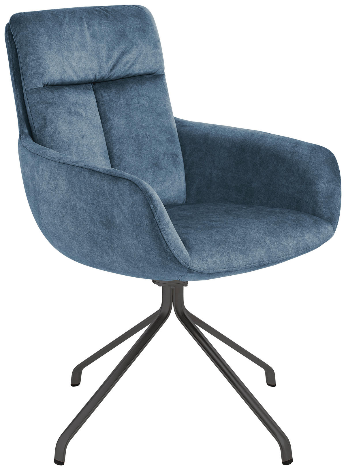 ARMLEHNSTUHL  in Stahl Velours  - Anthrazit/Petrol, Design, Textil/Metall (61/90/64cm) - Venjakob