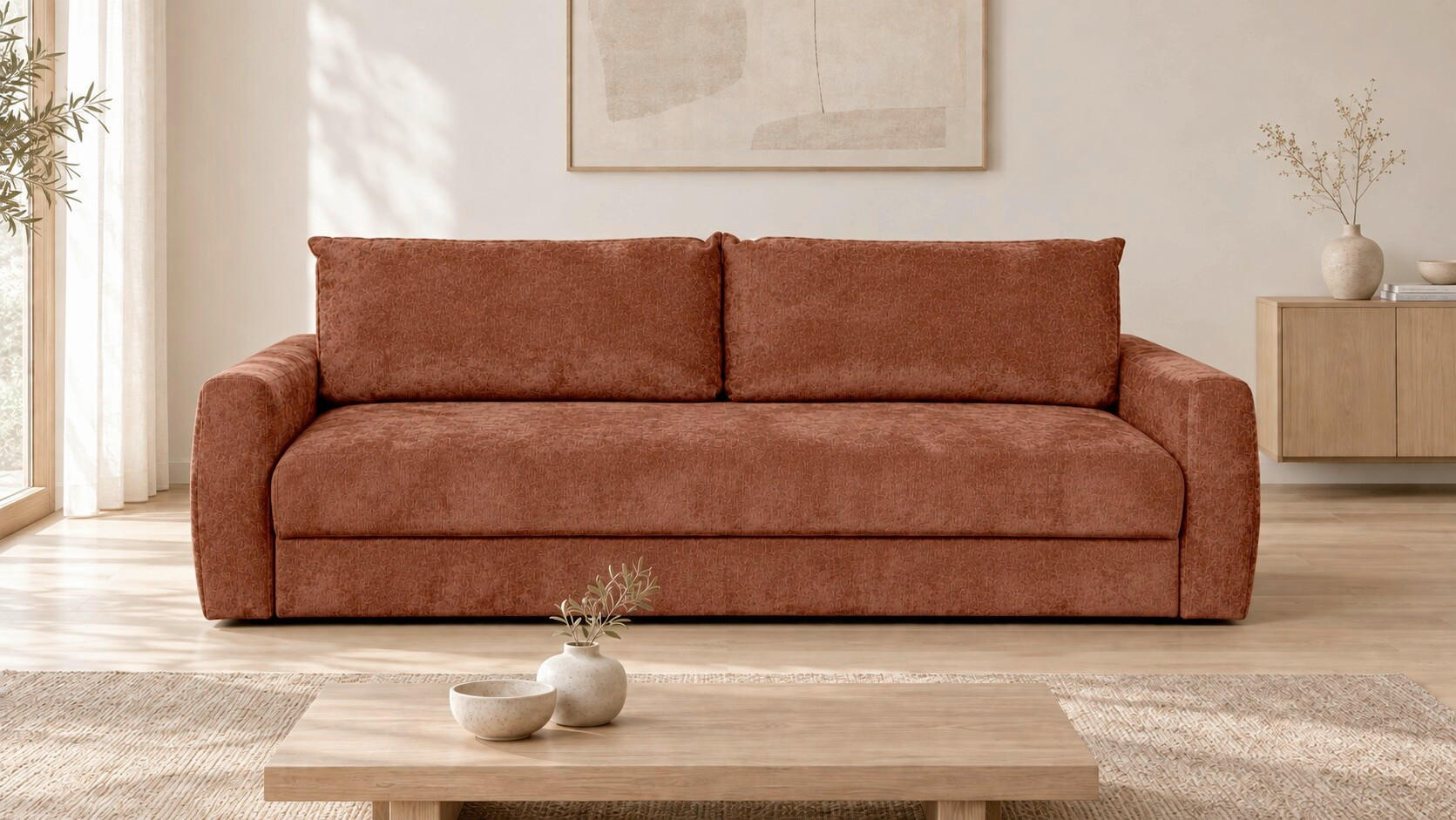 SCHLAFSOFA Chenille Rostfarben  - Rostfarben, Design, Textil (238/90/116cm) - Livetastic