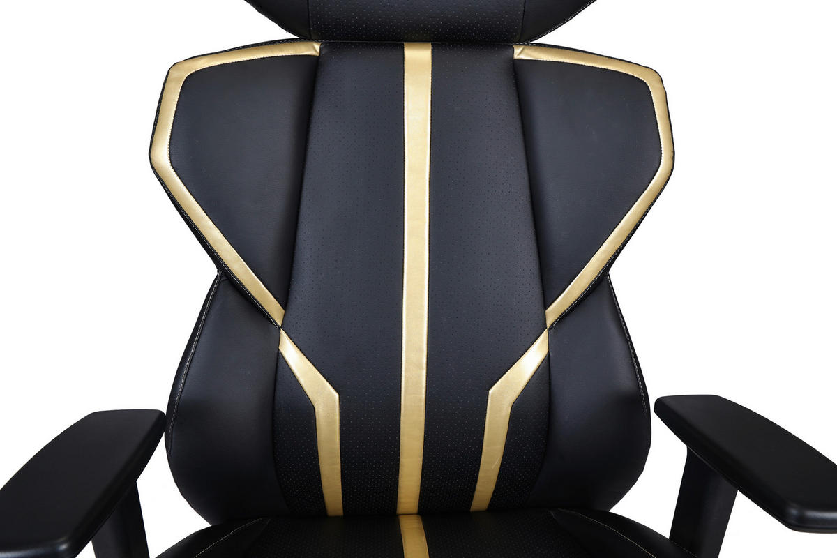 GAMER SZÉK  bőrhatású textil sárga, fekete  - sárga/fekete, Design, műanyag/textil (69/117-125/60cm) - BX Gaming