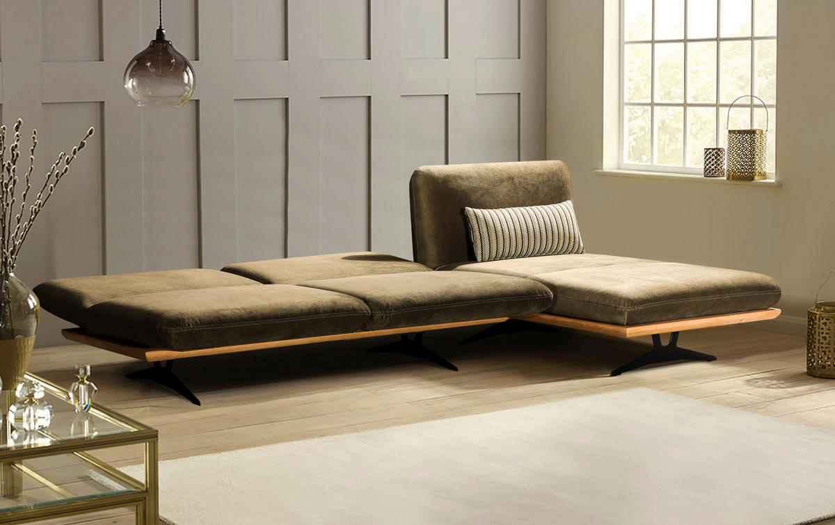 SCHLAFSOFA in Holz, Textil Grün, Eichefarben  - Eichefarben/Beige, Design, Holz/Textil (204/92/90cm) - Dieter Knoll