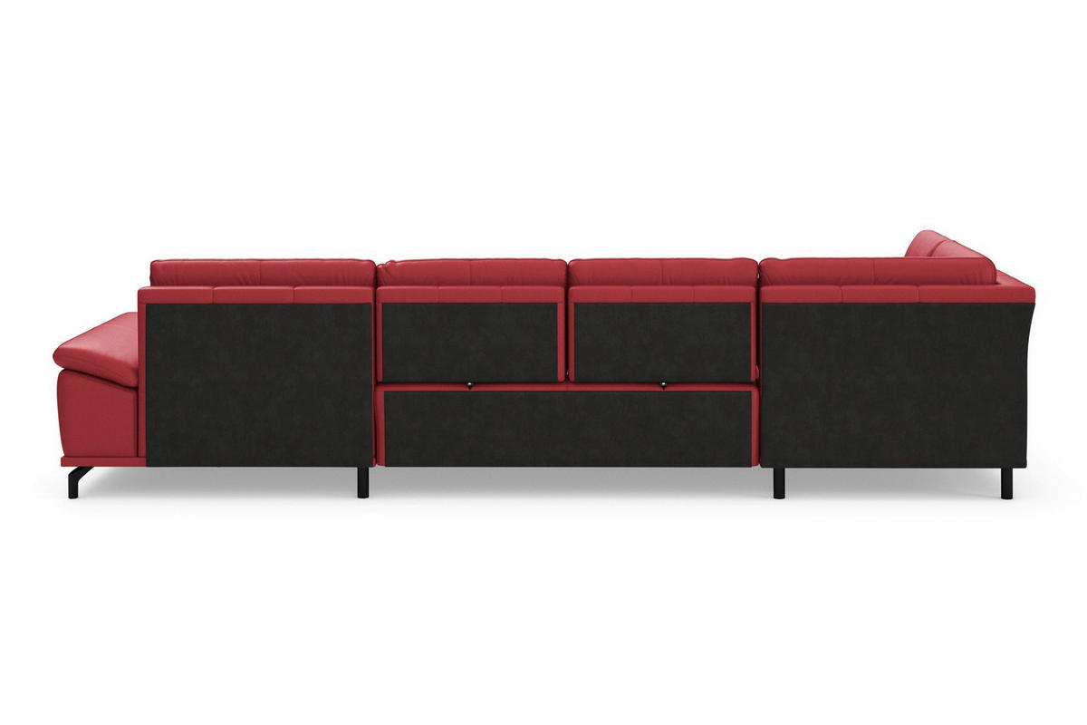 SEDACÍ SOUPRAVA, kůže, červená - černá/červená, Basics, kov/textil (223/363/176cm) - Sit & More