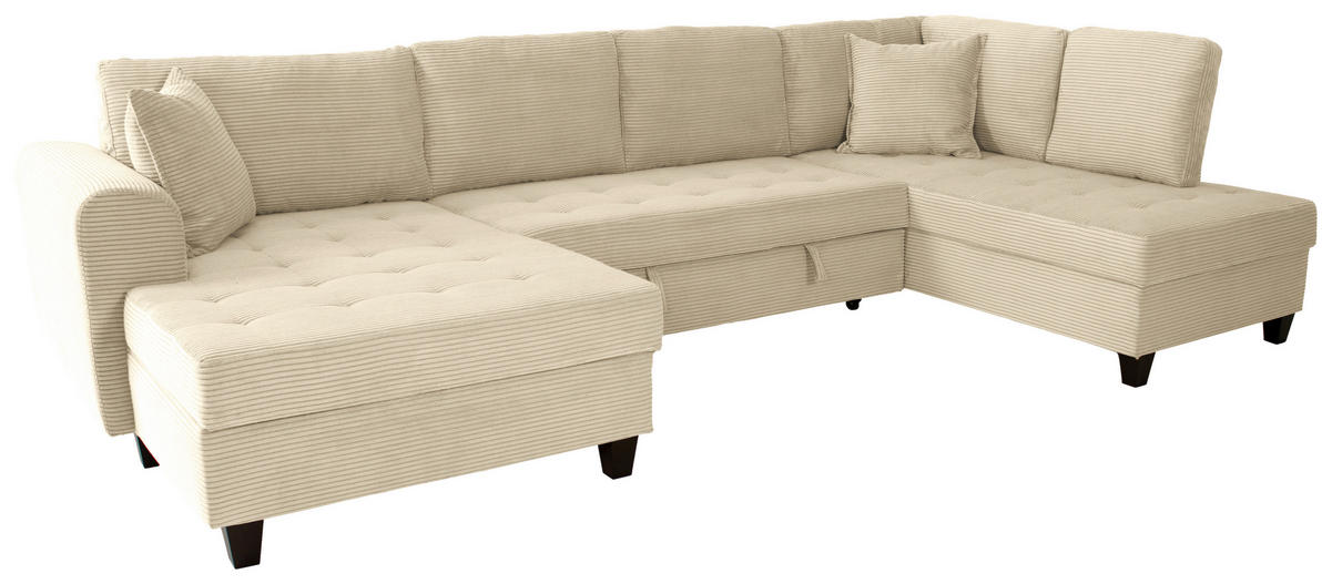 WOHNLANDSCHAFT MORITZ Creme Cord  - Creme, Trend, Textil (155/324/178cm) - P & B