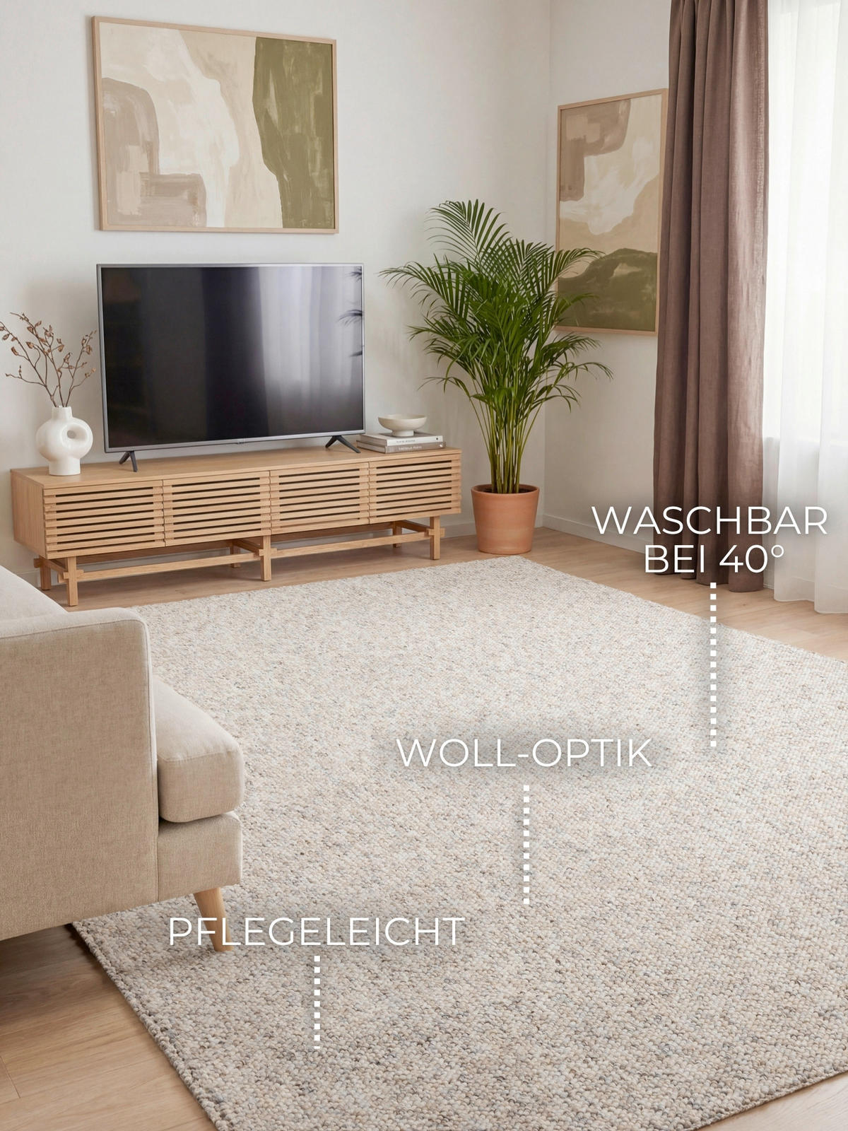 TUFTTEPPICH 80/150 cm Rocco Creme, Multicolor  - Multicolor/Creme, Basics, Kunststoff (80/150cm) - Elle Decoration