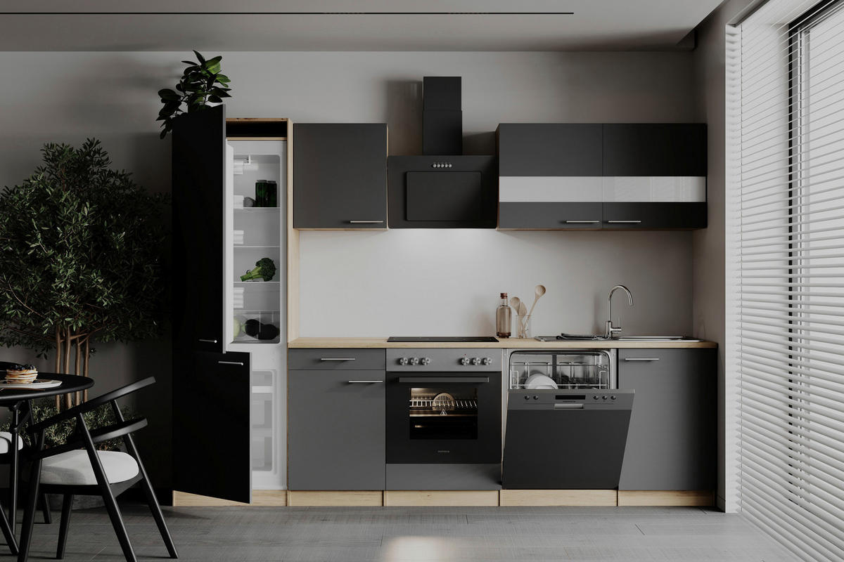 MODULKÖK UTAN VITVAROR 280 cm   i grå  - stålfärgad/grå, Basics, metall/trämaterial (280cm) - Respekta