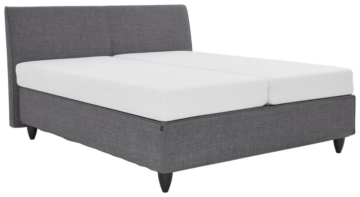 BOXSPRINGBETT 180/200 cm  in Grau, Dunkelgrau  - Dunkelgrau/Schwarz, Design, Holzwerkstoff/Kunststoff (180/200cm) - RUF Betten