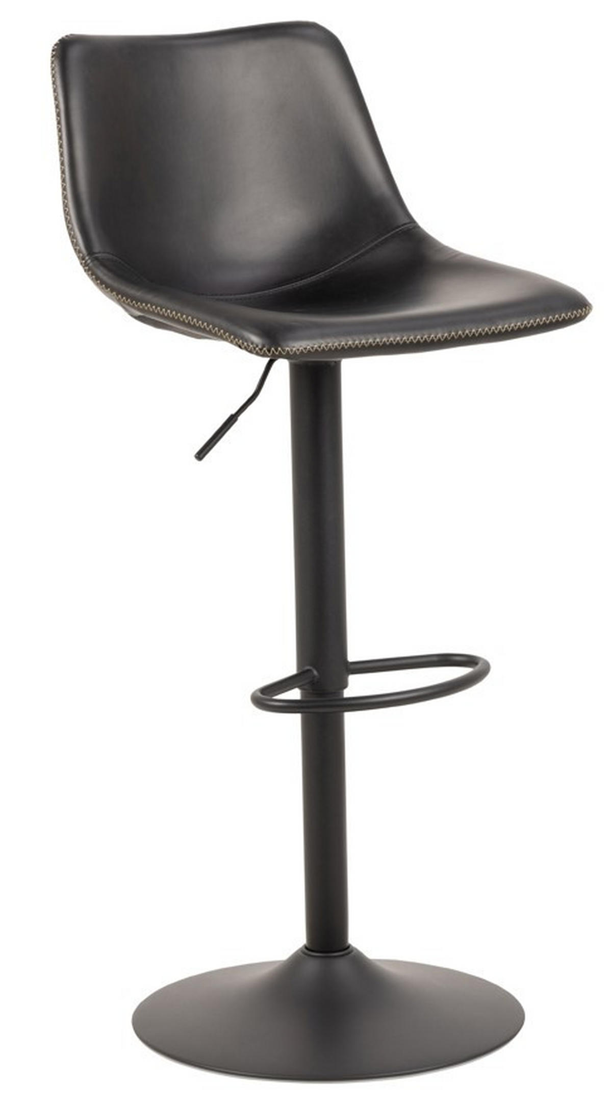 BARHOCKER Lederlook Schwarz  - Creme/Schwarz, Trend, Textil/Metall (47/110/51cm) - MID.YOU