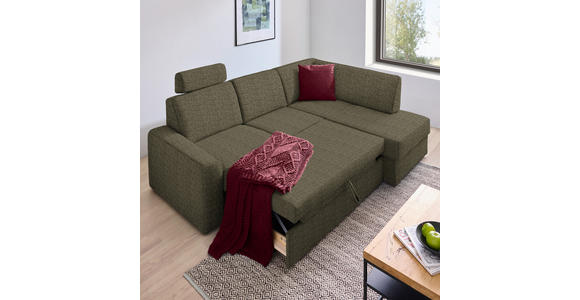 ECKSOFA in Webstoff Hellbraun  - Hellbraun/Schwarz, KONVENTIONELL, Kunststoff/Textil (224/165cm) - Xora