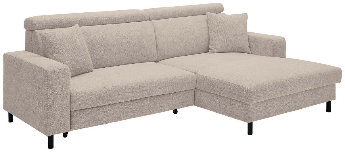 ECKSOFA in Flachgewebe Taupe  - Taupe/Schwarz, Design, Textil/Metall (262/166cm) - Xora