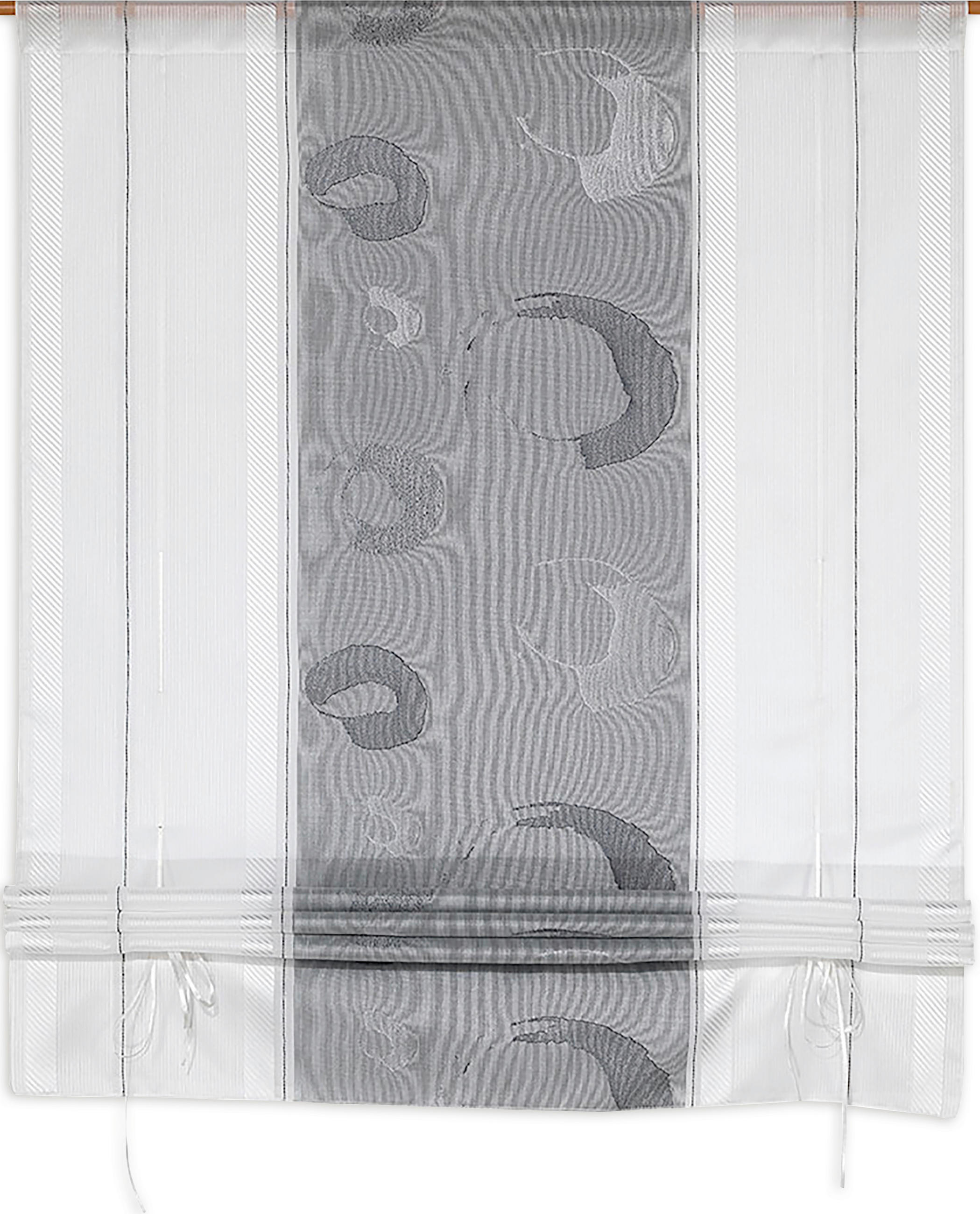 BÄNDCHENROLLO  halbtransparent  90/135 cm    - Weiß/Grau, Basics, Textil (90/135cm)