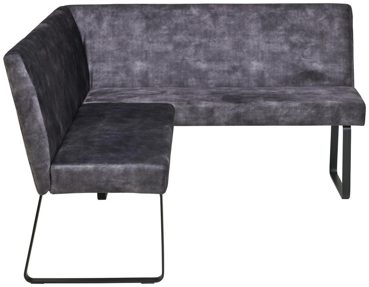 ECKBANK 155/197 cm  in Dunkelgrau  - Dunkelgrau/Schwarz, LIFESTYLE, Textil/Metall (155/197cm) - MID.YOU