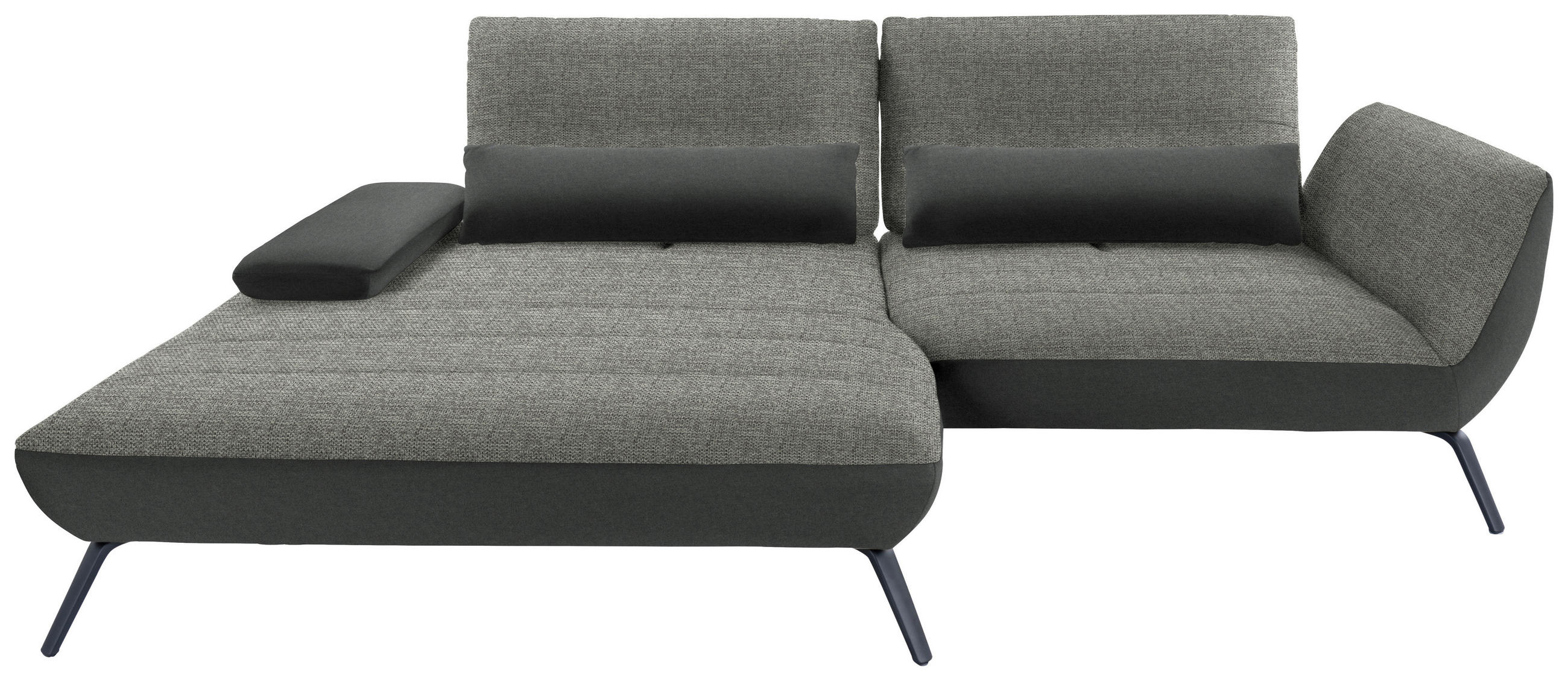 ECKSOFA  in Webstoff Grau  191/273 cm  - Schwarz/Grau, KONVENTIONELL, Textil/Metall (191/273cm) - Carryhome