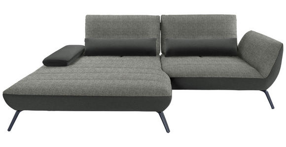 ECKSOFA in Webstoff Grau 191/273 cm - Schwarz/Grau, KONVENTIONELL, Textil/Metall (191/273cm) - Carryhome