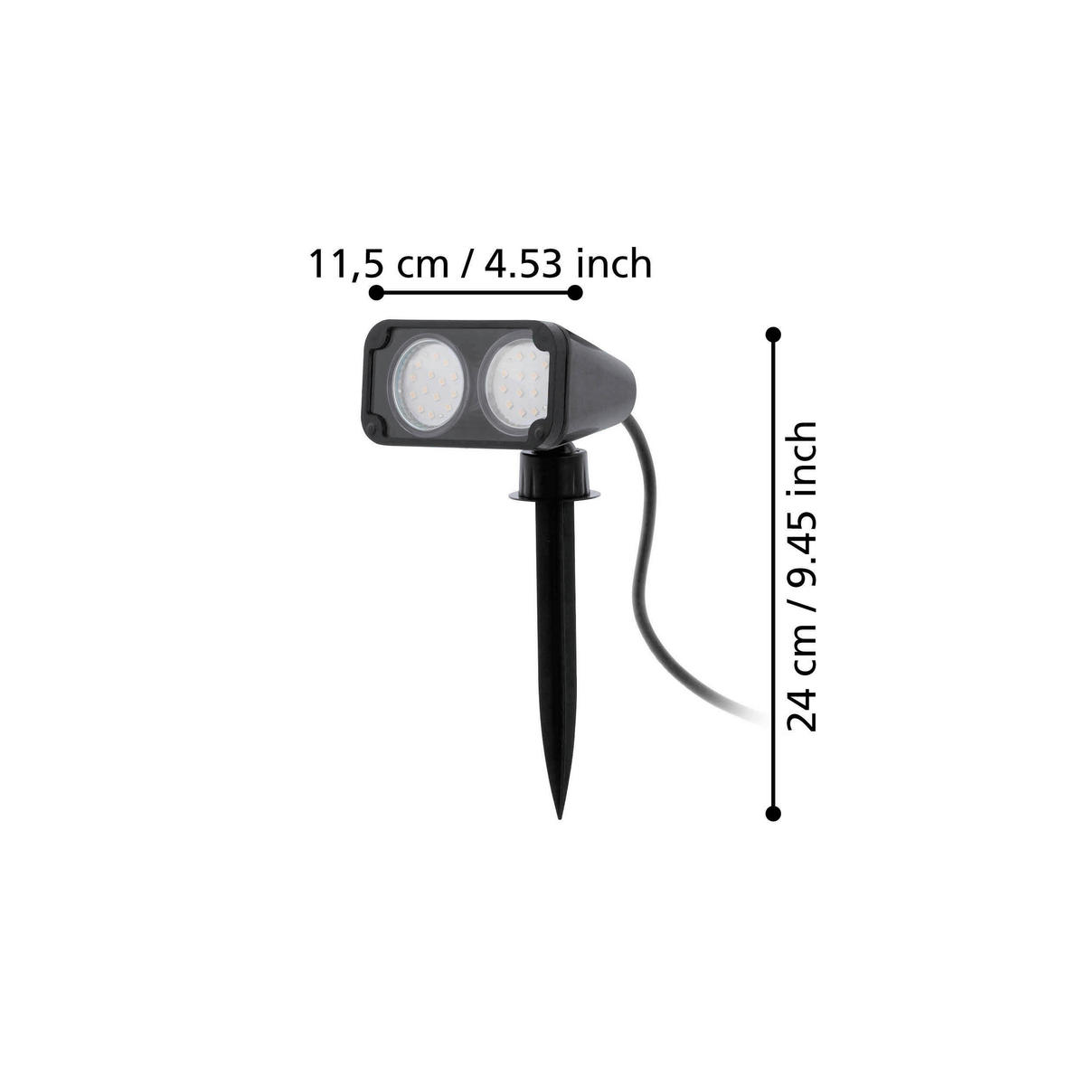 AUßENSTEHLEUCHTE 11,5/11,5/18 cm  - Transparent/Schwarz, Design, Kunststoff (11,5/11,5/18cm) - Eglo