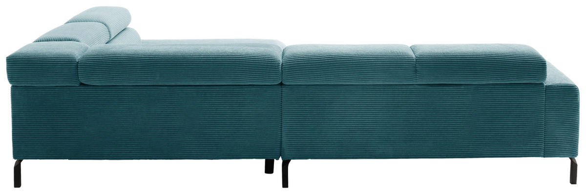 ECKSOFA inkl. Funktion in Cord Petrol  - Petrol/Schwarz, Modern, Textil/Metall (309/219cm) - Pure Home Lifestyle