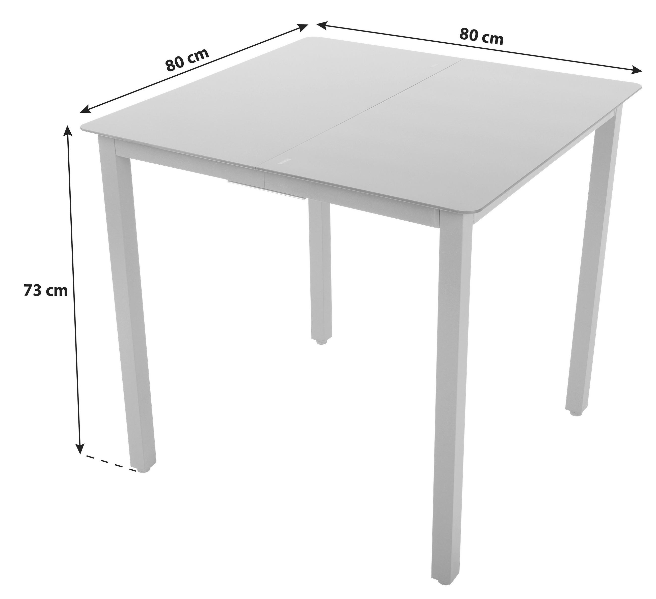 GARTENTISCH 80/73/80 cm Metall, Glas Schwarz quadratisch  - Schwarz, Basics, Glas/Metall (80/73/80cm) - MID.YOU