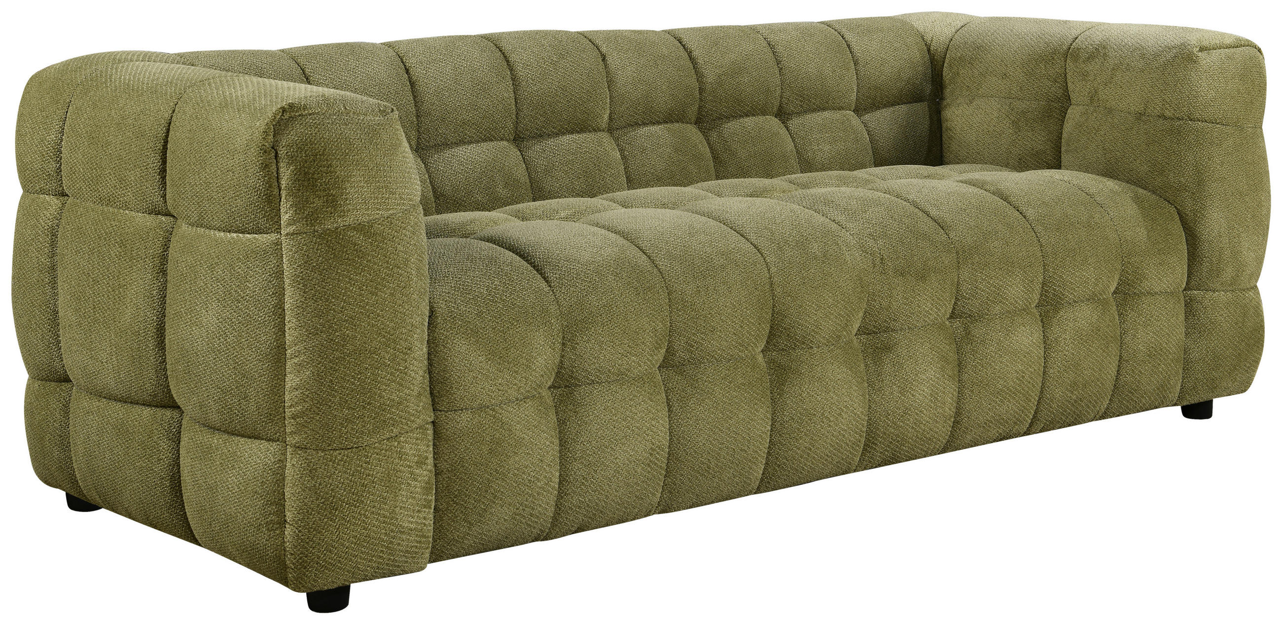 3-SITZER-SOFA Struktur Olivgrün  - Schwarz/Olivgrün, Design, Holz/Kunststoff (218/71/90cm) - Carryhome