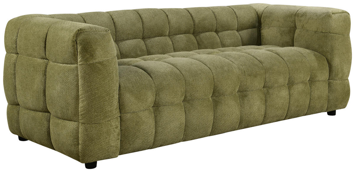 3-SITZER-SOFA Struktur Olivgrün  - Schwarz/Olivgrün, Design, Holz/Kunststoff (218/71/90cm) - Carryhome