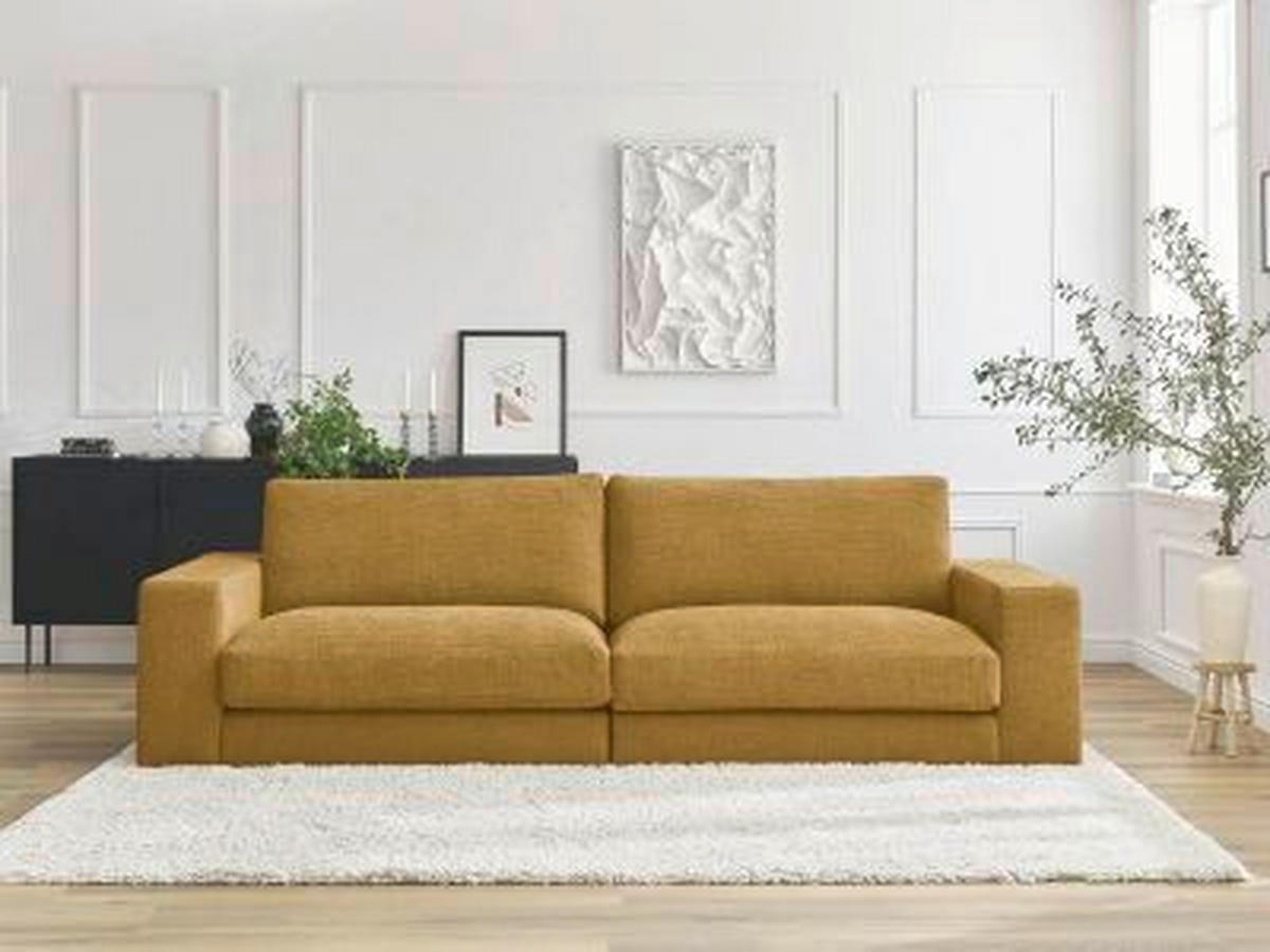 3-SITZER-SOFA LEONARD Struktur Gelb  - Gelb/Schwarz, MODERN, Kunststoff/Textil (234/77/109cm)