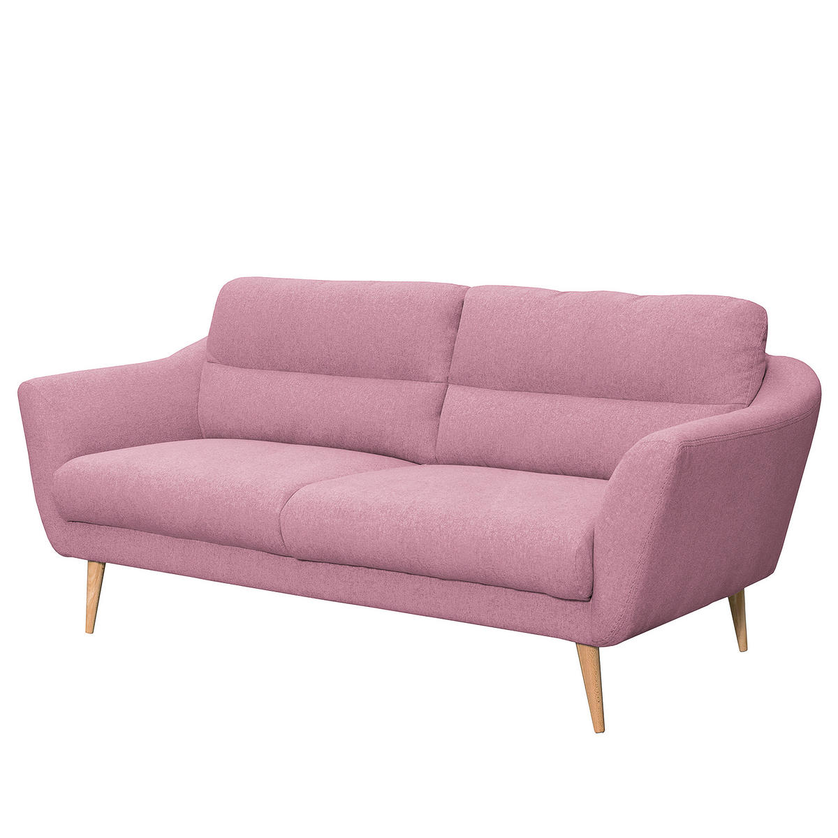 2,5-SITZER Webstoff Rosa  - Buchefarben/Rosa, Design, Holz/Textil (187/87/88cm) - Livetastic