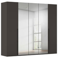 DREHTÜRENSCHRANK 251/223/61 cm,  in Graphitfarben, 5-türig  - Chromfarben/Schwarz, Basics, Glas/Holzwerkstoff (251/223/61cm) - Novel