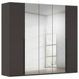 DREHTÜRENSCHRANK 251/235/61 cm,  in Graphitfarben, 5-türig  - Chromfarben/Schwarz, Basics, Glas/Holzwerkstoff (251/235/61cm) - Novel