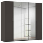 DREHTÜRENSCHRANK 251/223/61 cm,  in Graphitfarben, 5-türig  - Chromfarben/Schwarz, Basics, Glas/Holzwerkstoff (251/223/61cm) - Novel